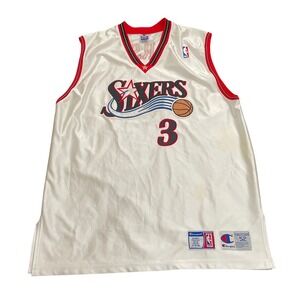 Vintage Allen Iverson Philadelphia 76ers Champion Jersey 52 XXL White Stitched